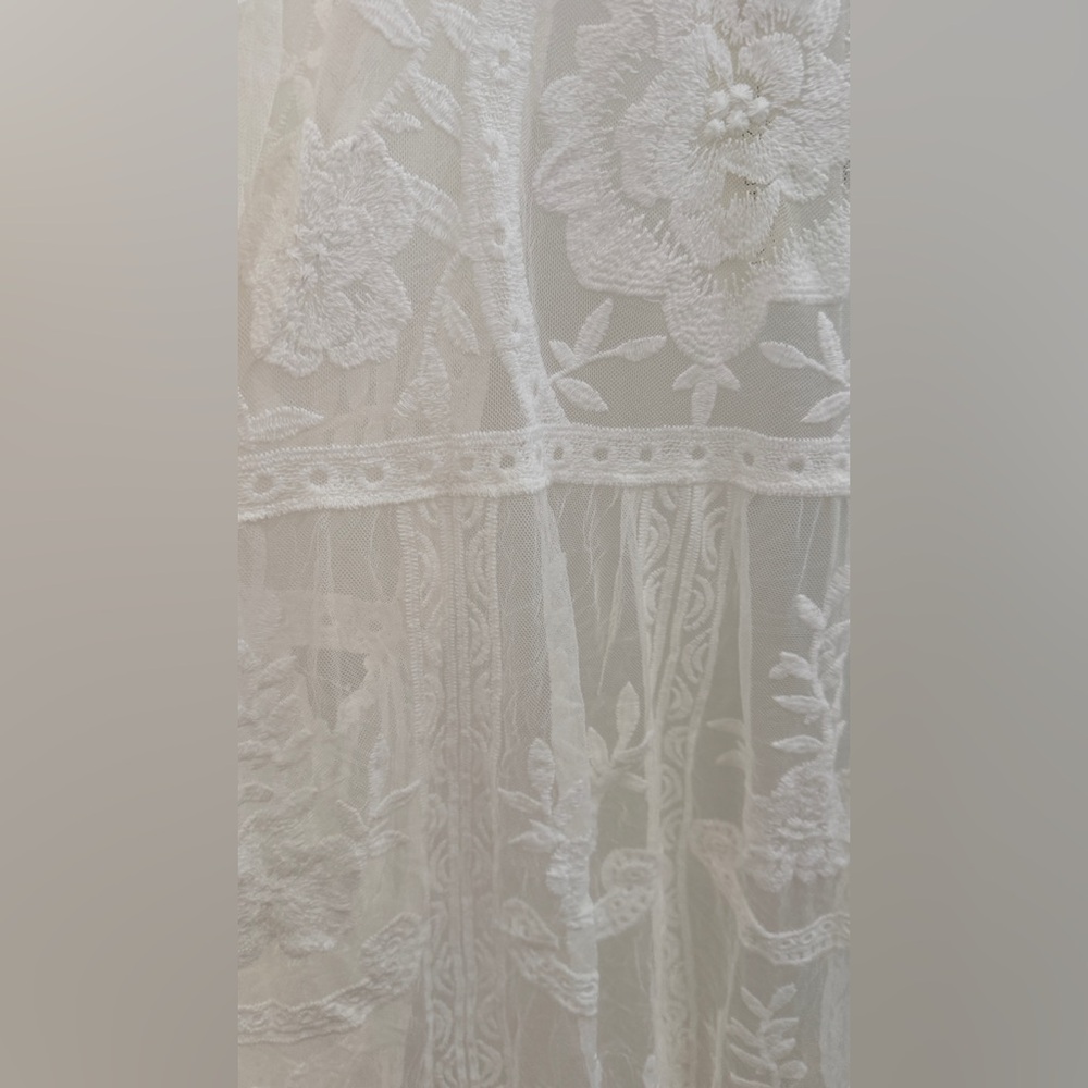 Rachel Zoe White Lace Duster Kimono Cover-Up One Size Fits All New - Picture 9 of 10